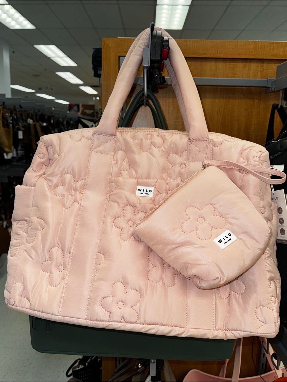 Wilo the label Quilted Floral Tote Bag in Blush Pink NWT